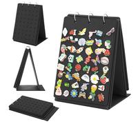 PACMAXI Shoe Charms Organizer, Shoe Charm Holder, Shoe Charms Display Pages, Shoe Charm Collection Storage Calendar Stand with 3 Binders and 5 Pages (Not Include Any Accessories) (black)