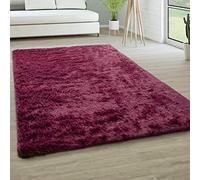 Paco Home Area Rug Living Room Shaggy Large Bedroom Rug Deep Pile Fluffy Soft Non-slip Modern Monochrome, Size:140x200 cm, Colour:Purple