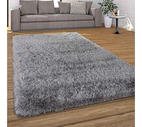 Paco Home Area Rug Living Room Shaggy Large Bedroom Rug Deep Pile Monochrome Fluffy Modern, Size:60x100 cm, Colour:Grey