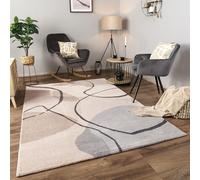 Paco Home Area Rugs Livingroom Short Pile Large Rug Bedroom Abstract Pattern Geometric Pattern 3D, Size:240x340 cm, Colour:Cream 2