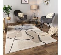 Paco Home Area Rugs Livingroom Short Pile Large Rug Bedroom Abstract Pattern Geometric Pattern 3D, Size:200x290 cm, Colour:Cream 3