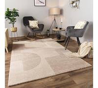 Paco Home Area Rugs Livingroom Short Pile Large Rug Bedroom Abstract Pattern Geometric Pattern 3D, Size:240x340 cm, Colour:Cream