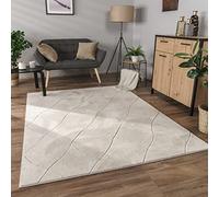 Paco Home Area Rugs Livingroom Short Pile Large Rug Bedroom Aztec Pattern Scandi Pattern 3D Modern, Size:160x220 cm, Colour:Cream 2