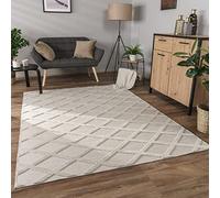 Paco Home Area Rugs Livingroom Short Pile Large Rug Bedroom Aztec Pattern Scandi Pattern 3D Modern, Size:, Colour:Cream