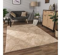 Paco Home Area Rugs Livingroom Short Pile Large Rug Bedroom Aztec Pattern Scandi Pattern 3D Modern, Size:80x150 cm, Colour:Beige 2