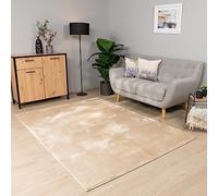 Paco Home Area Rugs Livingroom Short Pile Large Rug Bedroom Machine Washable Monochrome Soft, Size:160x220 cm, Colour:Dark Beige