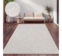 Paco Home Area Rugs Livingroom Short Pile Large Rug Bedroom Scandi Pattern Aztec Pattern Monochrome, Size:120x160 cm, Colour:Cream 3