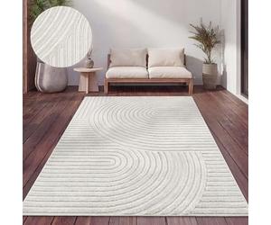 Paco Home Area Rugs Livingroom Short Pile Large Rug Bedroom Scandi Pattern Aztec Pattern Monochrome, Size:160x220 cm, Colour:Cream 6