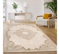 Paco Home Carpet Living Room Bedroom Short Pile Vintage Oriental Abstract Pattern Modern Beige, Size:240x340 cm