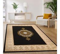 Paco Home Carpet Living Room Bedroom Short Pile Vintage Oriental Abstract Pattern Modern Black Gold, Size:80x300 cm