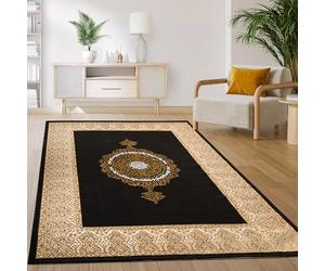 Paco Home Carpet Living Room Bedroom Short Pile Vintage Oriental Abstract Pattern Modern Black Gold, Size:160x220 cm