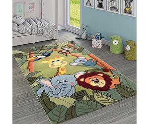 Paco Home Children's Rug Jungle Animals Green, Size:120x170 cm