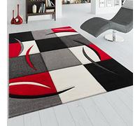 Paco Home Designer Carpet With Contour Cut Chequered In Red And Black, Size:120x170 cm