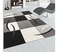 Paco Home Designer Rug - Contour Cut - Geometric Pattern - Black White Grey, Size:160x230 cm