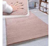 Paco Home Fluffy Rug, Faux Fur Rug, Living Room Ultra Soft Wonderfully Warm Monochrome, Size:Ø 200 cm round, Colour:Pink-Rose