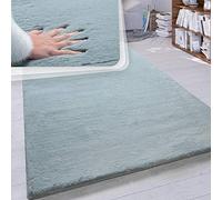 Paco Home Fluffy Rug, Faux Fur Rug, Living Room Ultra Soft Wonderfully Warm Monochrome, Size:100x200 cm, Colour:Turquoise