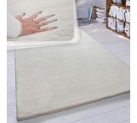 Paco Home Fluffy Rug, Faux Fur Rug, Living Room Ultra Soft Wonderfully Warm Monochrome, Size:200x200 cm square, Colour:Cream