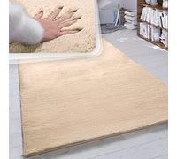 Paco Home Fluffy Rug, Faux Fur Rug, Living Room Ultra Soft Wonderfully Warm Monochrome, Size:60x90 cm, Colour:Sand