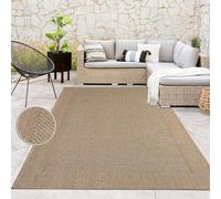 Paco Home In- & Outdoor Rug Garden Kitchen Rug Border Sisal Look Monochrome Beige, Size:120x170 cm