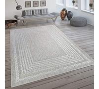 Paco Home Indoor & Outdoor Rug, Flat-Weave With Scandinavian Pattern And Sisal Look In Cream, Size:80x150 cm