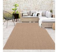 Paco Home Indoor & Outdoor Rug Suitable For Living Room, Balcony, Kitchen & Hallway - in Natural Jute Look Unicoloured Robust Weatherproof Natural Tones, Size:160x220 cm
