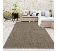 Paco Home Indoor & Outdoor Rug Suitable For Living Room, Balcony, Kitchen & Hallway - in Natural Jute Look Unicoloured Robust Weatherproof Natural Tones, Size:160x220 cm