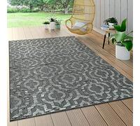 Paco Home Indoor & Outdoor Rug, Terrace And Balcony, Weatherproof Modern Geometric Patterns, Size:80x150 cm, Colour:Grey 3