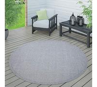 Paco Home Indoor & Outdoor Rug, Terrace And Balcony, Weatherproof One Colour With Texture, Size:Ø 200 cm round, Colour:Grey