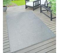 Paco Home Indoor & Outdoor Rug, Terrace And Balcony, Weatherproof One Colour With Texture, Size:200x280 cm, Colour:Grey