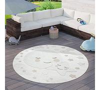 Paco Home Kids Rug Children's Room Outdoor Rug Round Play Mat Boys Girls, Size:Ø 160 cm round, Colour:Cream 2