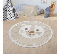 Paco Home Kids Rug Children's Room Outdoor Rug Round Play Mat Modern 3D Effect, Size:Ø 160 cm round, Colour:Beige