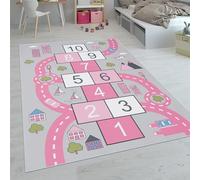 Paco Home Kids Rug, Play Mat Playroom Rug, Animals Roads Cars Maps Treasure Hunt Pirates, Size:140x200 cm, Colour:Pink 2