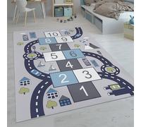 Paco Home Kids Rug, Play Mat Playroom Rug, Animals Roads Cars Maps Treasure Hunt Pirates, Size:80x150 cm, Colour:Grey