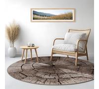 Paco Home Large Rug Elegant With Tree Trunk Effect Nature Grey Brown Beige, Size:Ø 80 cm round