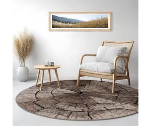 Paco Home Large Rug Elegant With Tree Trunk Effect Nature Grey Brown Beige, Size:Ø 80 cm round