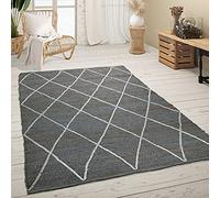 Paco Home Large Rug Jute Natural Fibre Handmade Modern Scandi 3D Pattern, Size:120x170 cm, Colour:Anthracite