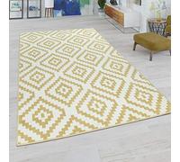 Paco Home Large Rug, Living Room Rug, Diamond Pattern Pastel Modern Boho Ethnic Look, Size:60x100 cm, Colour:Yellow-White