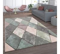 Paco Home Large Rug, Living Room Rug Geometric Diamond Pattern Pastel Colours Contour Cut, Size:80x300 cm, Colour:Multicolored