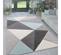Paco Home Large Rug, Living Room Rug, Modern Diamond Triangle Patterns Pastel Colours, Size:60x110 cm, Colour:Turquoise