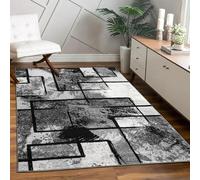 Paco Home Large Rug Modern Short Pile Abstract Paint Effect Black Grey Charcoal, Size:140x200 cm