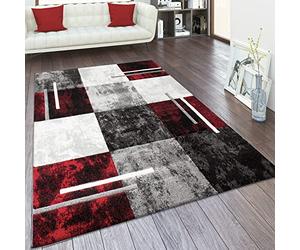 Paco Home Large Rug Short Pile 3D Look Vintage Contours Modern Pattern, Size:60x110 cm, Colour:Grey-Red