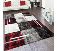 Paco Home Large Rug Short Pile 3D Look Vintage Contours Modern Pattern, Size:80x150 cm, Colour:Grey-Red