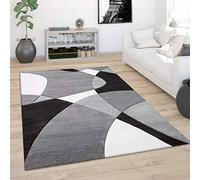 Paco Home Large Rug Short Pile Modern 3D Look Contours Abstract Pattern, Size:120x170 cm, Colour:Black and White