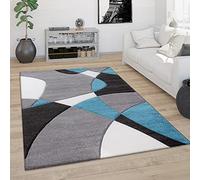 Paco Home Large Rug Short Pile Modern 3D Look Contours Abstract Pattern, Size:80x300 cm, Colour:Turquoise