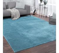 Paco Home Large Rug Short Pile Monochrome Modern Style Soft Blue Teal Turquoise, Size:200x280 cm