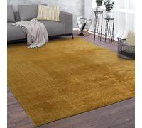 Paco Home Large Rug Short Pile Monochrome Modern Style Soft Yellow Mustard, Size:100x200 cm
