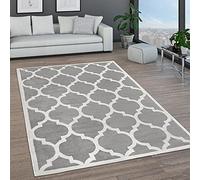 Paco Home Large Rug Short Pile Moroccan Circles and Borders Pattern Modern, Size:200x280 cm, Colour:Grey 8