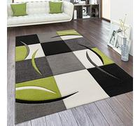 Paco Home Living Room Rug In And Sizes Checked Pattern Stripes 3-D Design Short Pile, Size:200x290 cm, Colour:Green