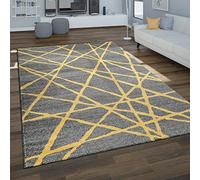 Paco Home Living Room Rug in Mustard Yellow and Grey, Modern Geometric Patterns, Size:60x100 cm, Colour:Grey 3