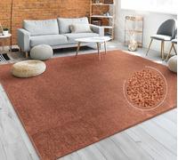 Paco Home Living Room Rug Plain Simple And Modern Short-Pile, Various Sizes and colours, Size:Ø 160 cm round, Colour:Copper